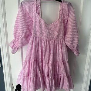 MABLE Pink Gingham Casual Dress SMALL